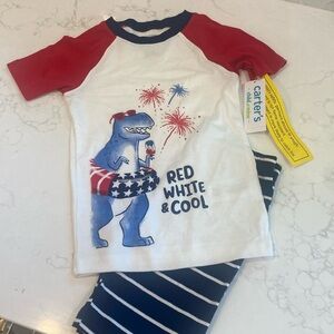 nwt "red white and cool" boys matching short/t-shirt pajama  set